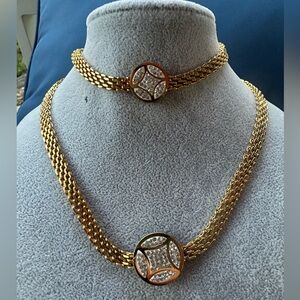 New stainless steel Elegant Gold and Silver Necklace And Bracelet Set